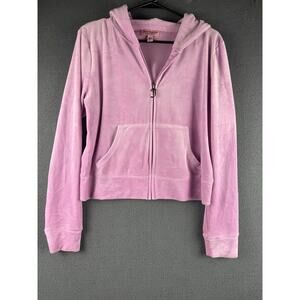 Juicy Couture Jacket Large Rose Pink Velour Zip Up Tracksuit Jacket Bling Logo